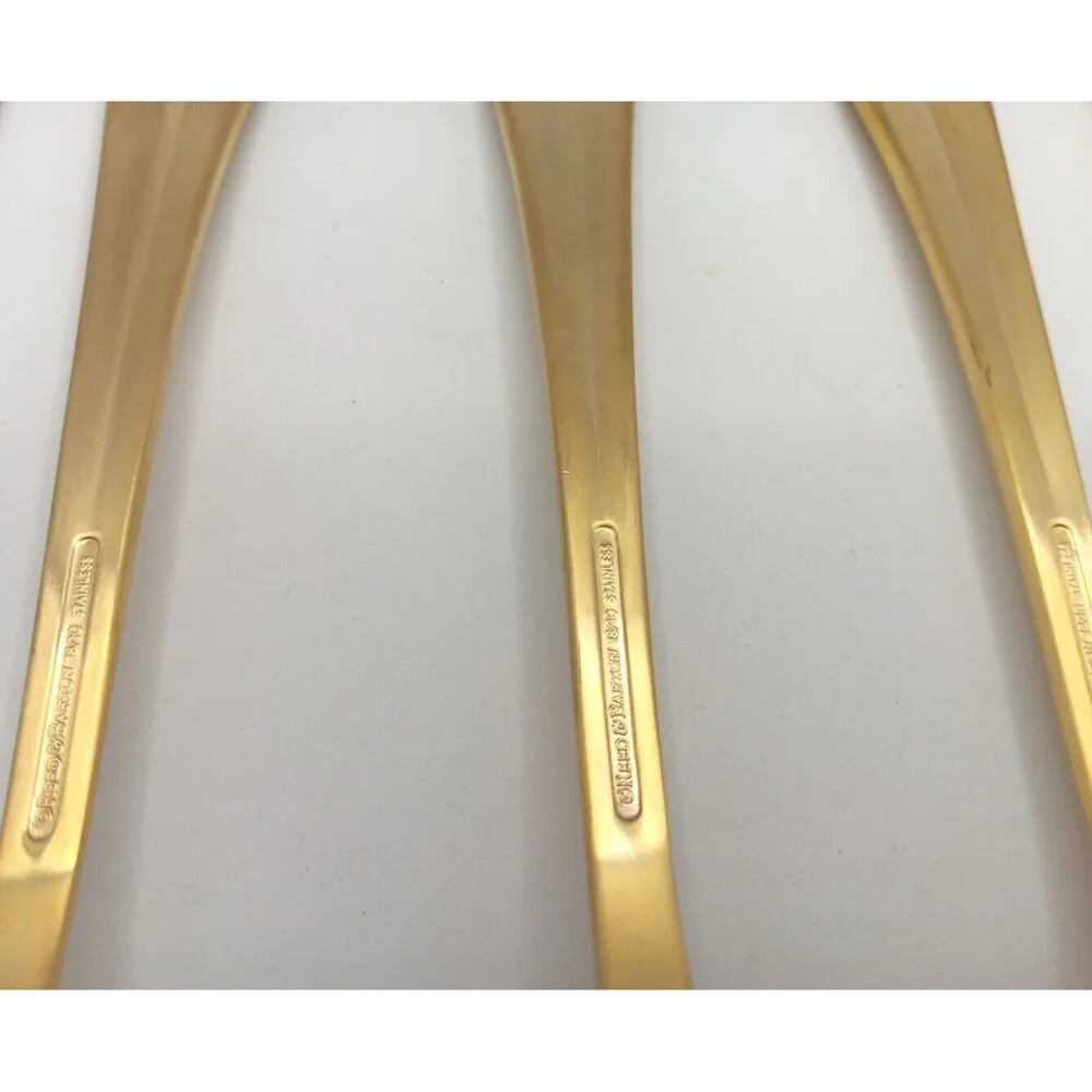 Reed & Barton Baquette Matte Gold 5 Piece Server Set 18/10 Stainless Flatware